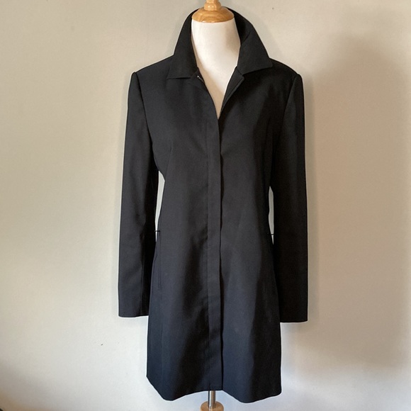 Slates Janet Howard Black Lightweight Overcoat Trench Size Small - Picture 3 of 11